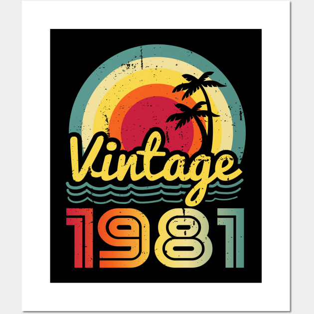 Vintage 1981 Made in 1981 42th birthday 42 years old Gift Wall Art by Winter Magical Forest